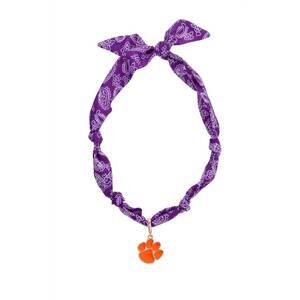 NEW CANVAS STYLE clemson tigers bandana scarf necklace with logo pendant in purp